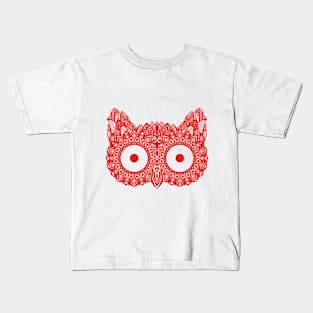 Mandala Owl Red T-Shirt Kids T-Shirt